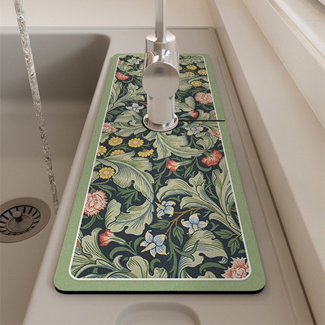 Almohadilla De Drenaje Del Grifo Del Fregadero Tapete de mesa Almohadilla absorbente de goma de poliéster Utensilios de cocina para baño (Estilo D) Wdftyju Libre de BPA