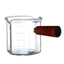 Wood Handle Glass Espresso Measuring Cup Double Mouth Milk Jug Coffee Supplies Clear Kitchen Measure Mug