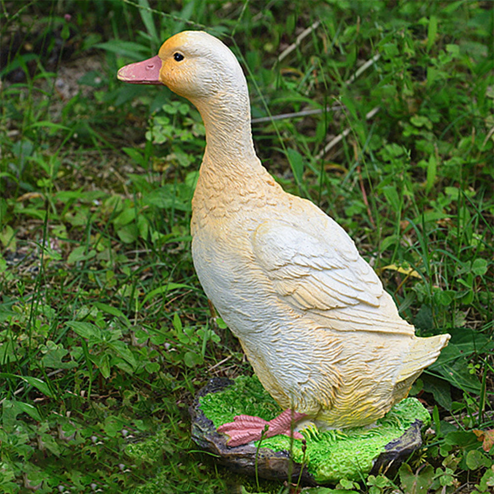 Duck Garden Ornament Resin Metal Patio Farmyard Bird Animal Pond Sculpture Toy 3 