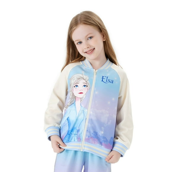 Disney Frozen Toddler Girls Bomber Jackets Elsa Graphic Tie Dye Lightweight Sweatshirts Sizes 2-6