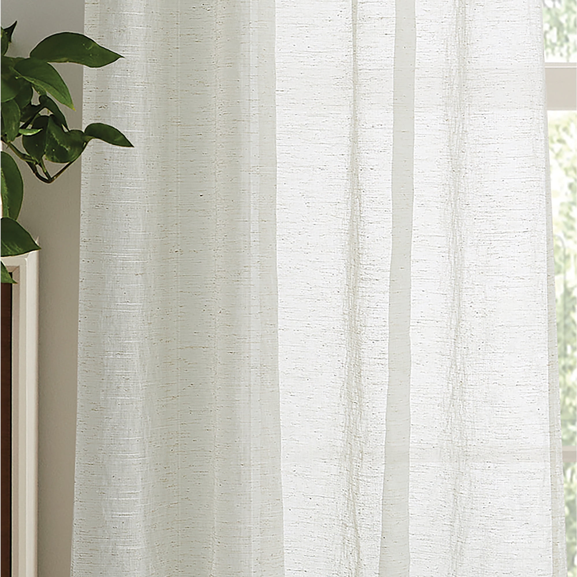 Martha Stewart Piece Macrame Curtain Panel Pair, Linen, Pole Top, Light Filtering, Indoor, Adult, 2 Piece Set, 50" x 84"