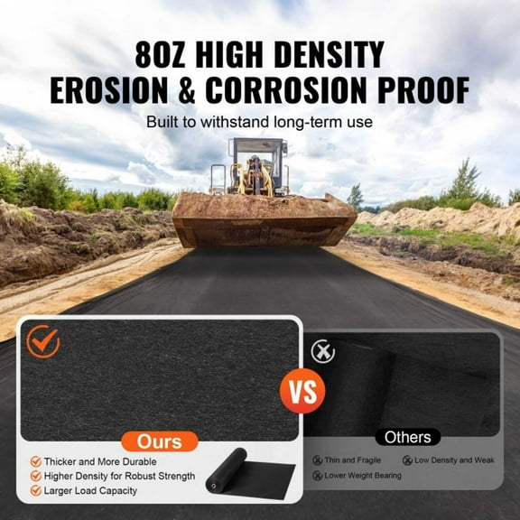 8 OZ Non Woven Geotextile Ground Cover  6 50 FT Weed Control Fabric for Gardens Landscaping