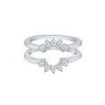 thumbnail image 1 of Round Cut White Cubic Zirconia Solitaire Enhancer Guard Ring 10k White Gold Ring Size - 9.5, 1 of 3
