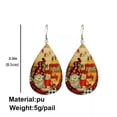 thumbnail image 3 of Christmas Gift Print Santa Claus Sunflower Pray Cross Leather Teardrop Earrings, 3 of 8