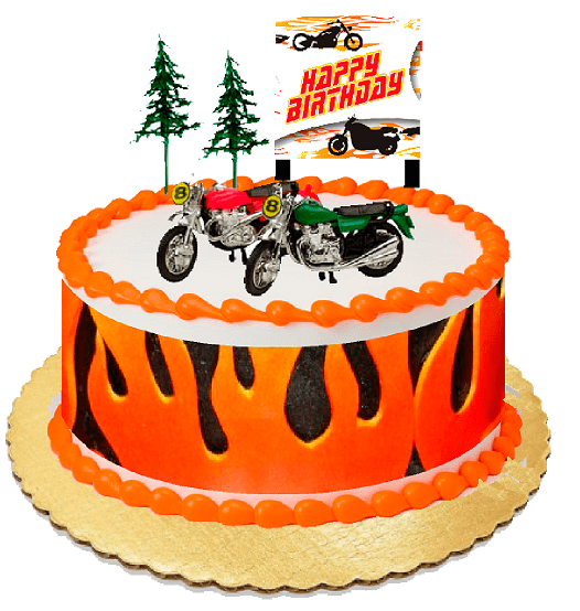 Personalised Motorbike Cake Topper ANY TEXT - Birthday, Anniversary,  Wedding, Retirement: Little Shop of Wishes