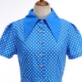 thumbnail image 4 of longantii 1950s Dresses for Women Polka Dot Retro Swing Dress Relaxed Fit Collared Cap Sleeve V-Neck Midi Dress Cocktail Tunic Causal Dress Blue 2XL, 4 of 5