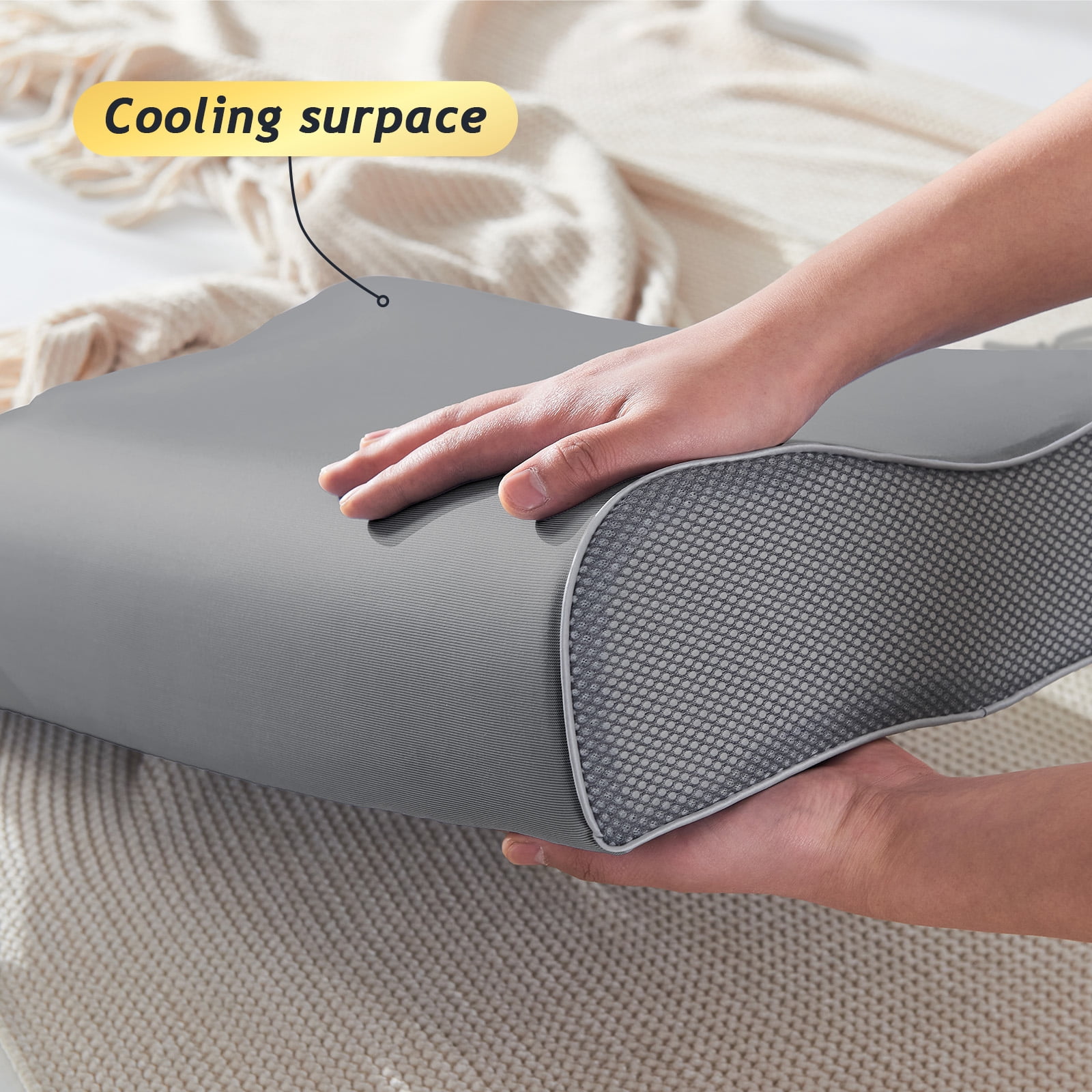 Kingrest Cooling Memory Foam Pillow for Neck Pain Relief Sleeping, Cervical Neck Pillow Adjustable Ergonomic Memory Foam Pillow For Side Back Stomach Sleepers Medium Firmness Quality (1 Pack)