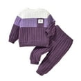 thumbnail image 2 of JTieacloth Boys Clothes 2 Piece Boys Outfits & Sets Winter Knit Striped Long Sleeve Sweater And Pants Two Piece Set For Kids Comfortable Casual Wear,Sizes 12-18 Months(Purple), 2 of 6