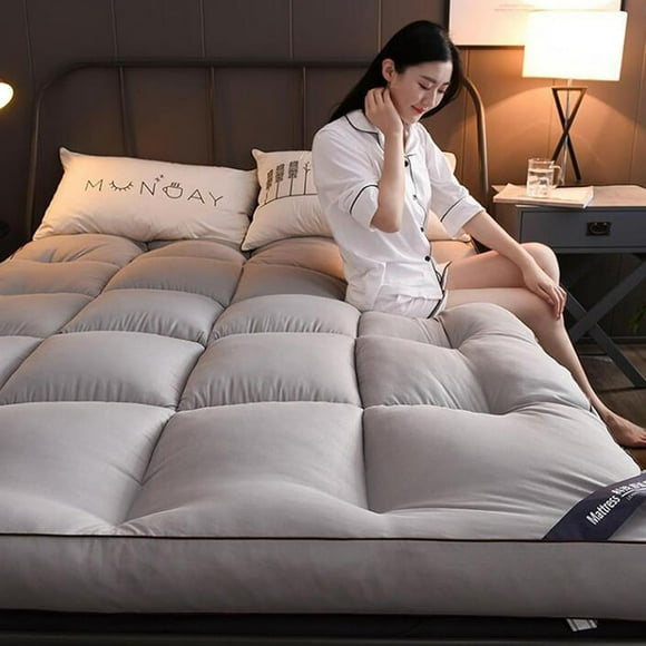 Soft Mattress, Foldable & Breathable, Polyester, Queen Size, Grey, Plush, 3 Inches Thick