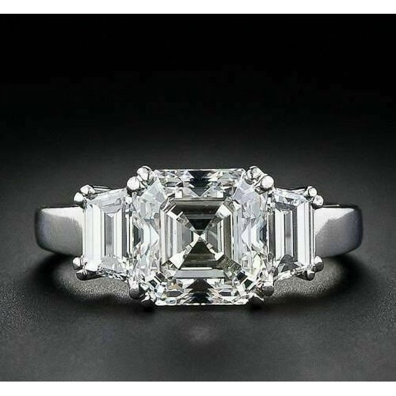 2Ct Asscher Cut Lab-Created Diamond Solitaire Wedding Ring 14k White Gold Plated Silver