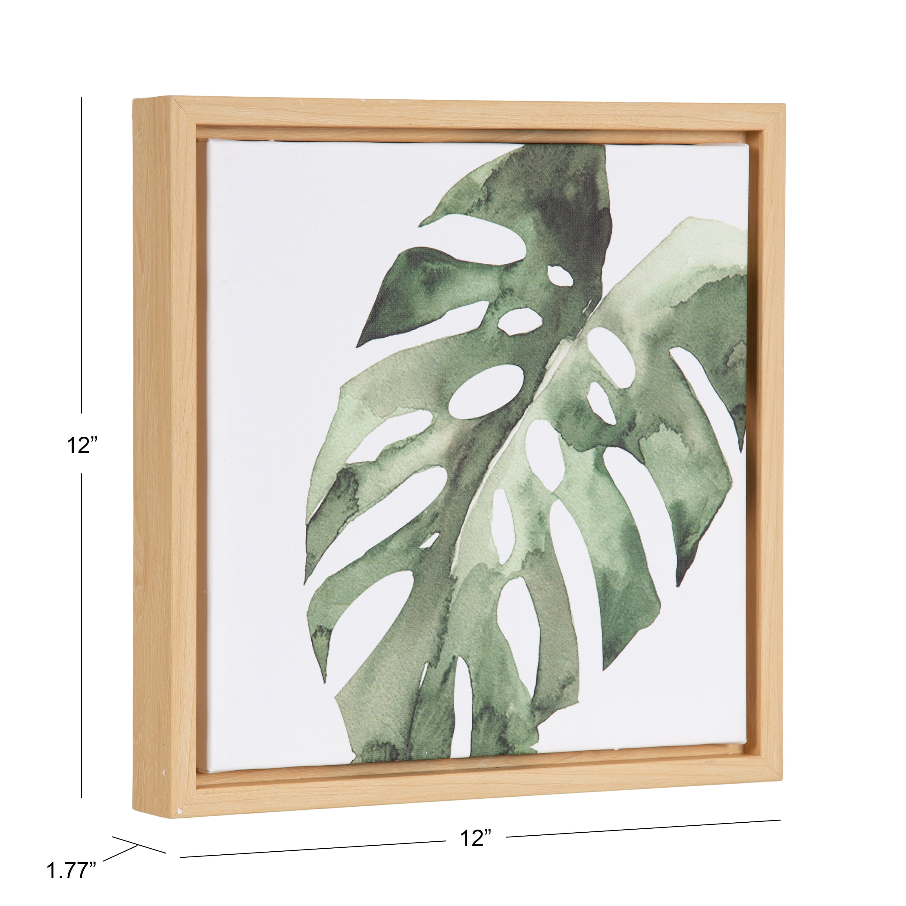 DesignOvation Sylvania Monstera Tropical Framed Canvas Art, 12" x 12"