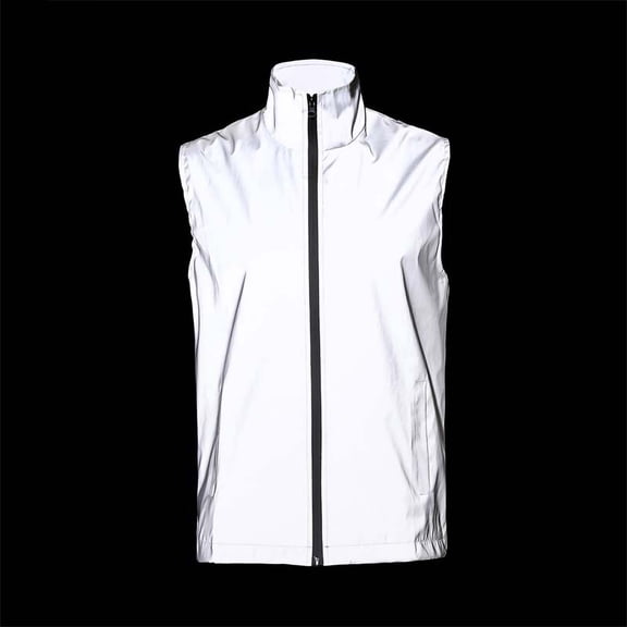 UVEASISHA Reflective Vest Jackets for Men Stand Collar Full Zip Safety Vest Casual Streetwear Stylish Hiphop Vest Night High Visibility Sleeveless Cycling Vest Gray XXL