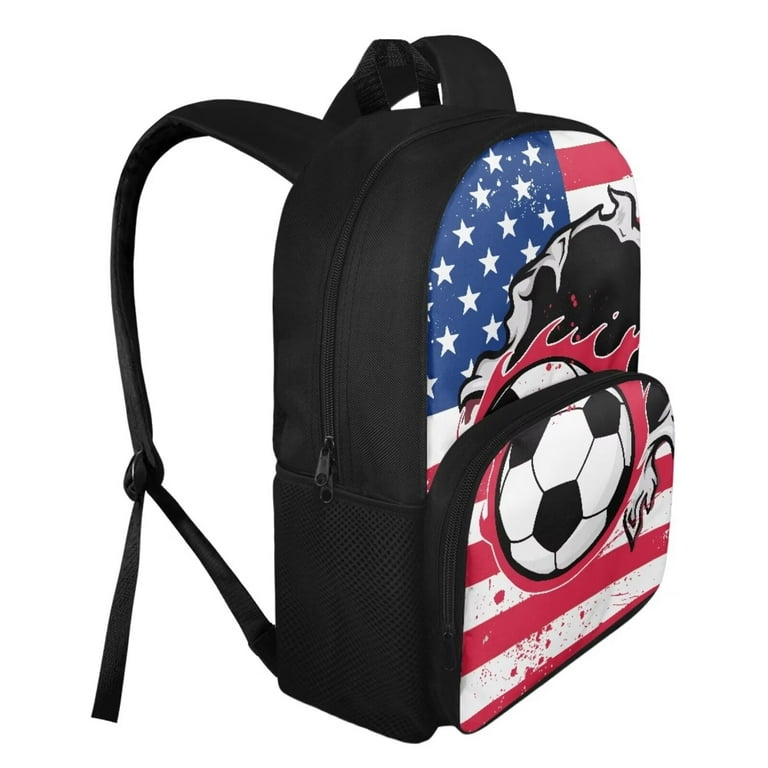 FOR U DESIGNS Soccer American Flag School Bags for Teens