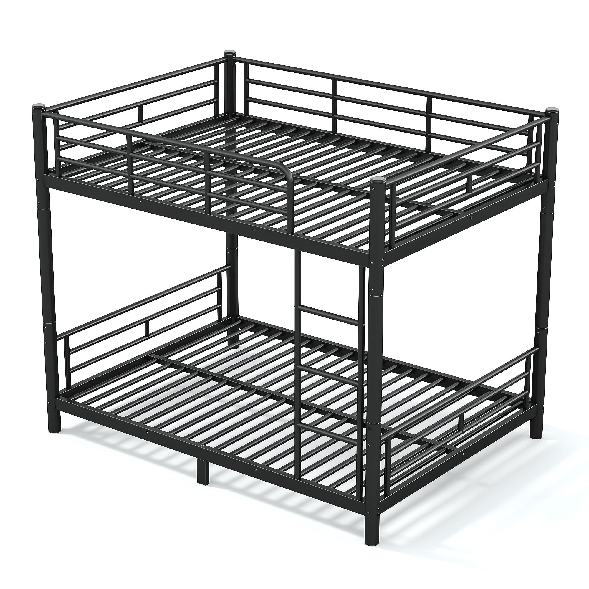 Aukfa Full over Full Metal Bunk Bed, Converts into Two Full Beds, Round Tube Construction & No Box Spring Needed, Black