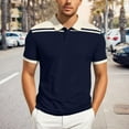 thumbnail image 2 of Men's Polo Shirts Summer Colour Block Sports Casual Short Sleeve Top Slim Fit Stretch Button Collared Golf Mens Shirts, 2 of 5