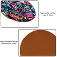 thumbnail image 5 of Graffiti 6PCS Round Coasters Set, Microfiber Leather Drink Coasters with Holder, 11x11 cm/4.3x4.3 in, 5 of 6