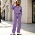 thumbnail image 7 of Teuyenhk Women's 2 Piece Sweatsuits Fall Fleece Lined Matching Lounge Sets Zip Up Hoodies Drawstring Straight Leg Pants Airport Travel Track Suits, 7 of 7