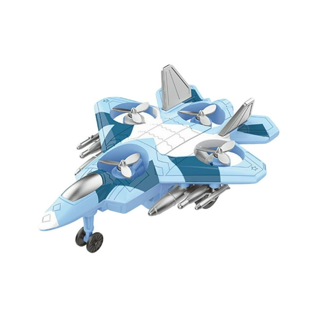 Blue Inertial Drive 360 Trick Pulley Fighter Toy For Kids With Rotating Action Plastic Material Size 6.3 X 4.72 X 2.36 Inches Outdoor Handheld Simulation Plane For Fun Play Blue