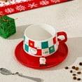 thumbnail image 4 of Christmas Ceramic Mug with Lid and Spoon, Cute Santa & Reindeer Design, Bow Handle Coffee Cup for Hot Chocolate, Tea & Holiday Gift, 4 of 5
