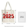 thumbnail image 5 of Cream Canvas Tote Bag with " Soft & Delicate 2025 " Text Bold Red & White Design Flower Graphic Perfect for Shopping Travel & Parties, 5 of 6