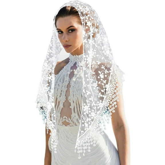 Jesscasday Lace Mass Veils Traditional Church Bridal Veils Mantilla Shawl for Theme Event