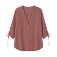 thumbnail image 5 of Horkkom Button Down Shirts for Women Long Sleeve V Neck Linen Shirts Trendy Solid Color Loose Casual Tops XXL, 5 of 7