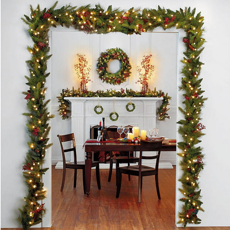 Cordless Pre lit Cone Berry Christmas Garland