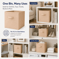 thumbnail image 6 of Foldable Uncovered Storage Box, Large Open-Top Organizer Bin for Wardrobe, Closet & Sundries, Sturdy Collapsible Storage Container for Home, Bedroom & Laundry Organization, 12*12*12in, Beige, 6 of 7