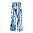 thumbnail image 6 of Women’s Summer Loose Wide Leg Floral Print Pants Elastic Waist Drawstring Trousers with Pockets for Casual Daily Wear Dark Blue XL, 6 of 7
