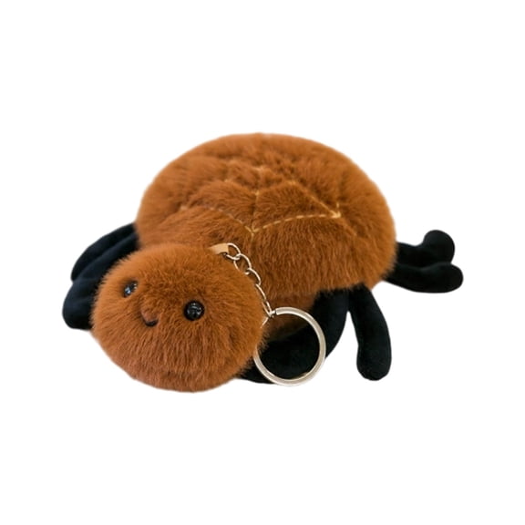 Adorable Plush Spider Keychain - Brown Fluffy Spider Pendant with Key Ring, Portable Size, Cozy Stuffed Design for Backpacks, Car Keys & Spooky Cute Gift