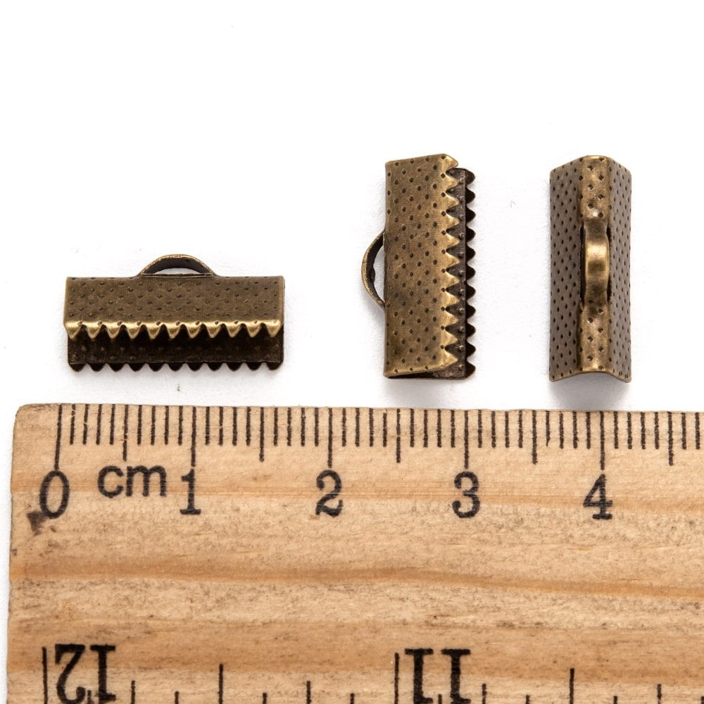 Iron Ribbon Crimp Ends Nickel Free Bronze Color 8mm long 16mm wide hole: 1mm