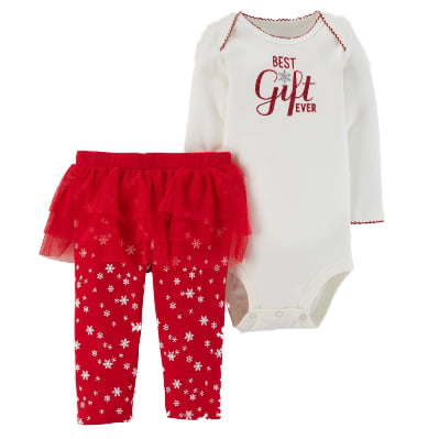 Carters Infant Girls Red & White Best Gift Ever Holiday Christmas (Best Xmas Gifts For Teenage Girl)