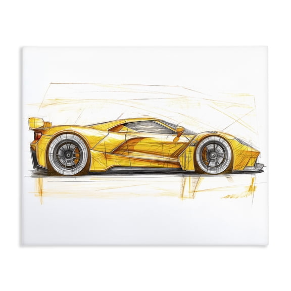 Stupell Industries Contemporary Yellow Sports Car Whimsicality Canvas Art, 20 x 16, by Steve Hunziker