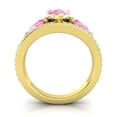 thumbnail image 4 of Diamond-Capitals 2.00 Carat Sparkle Pear Cut Pink Sapphire Gemstone & Natural Diamond Three Stone Ring for Proposal Gift 18K Yellow Gold Size 10, 4 of 8
