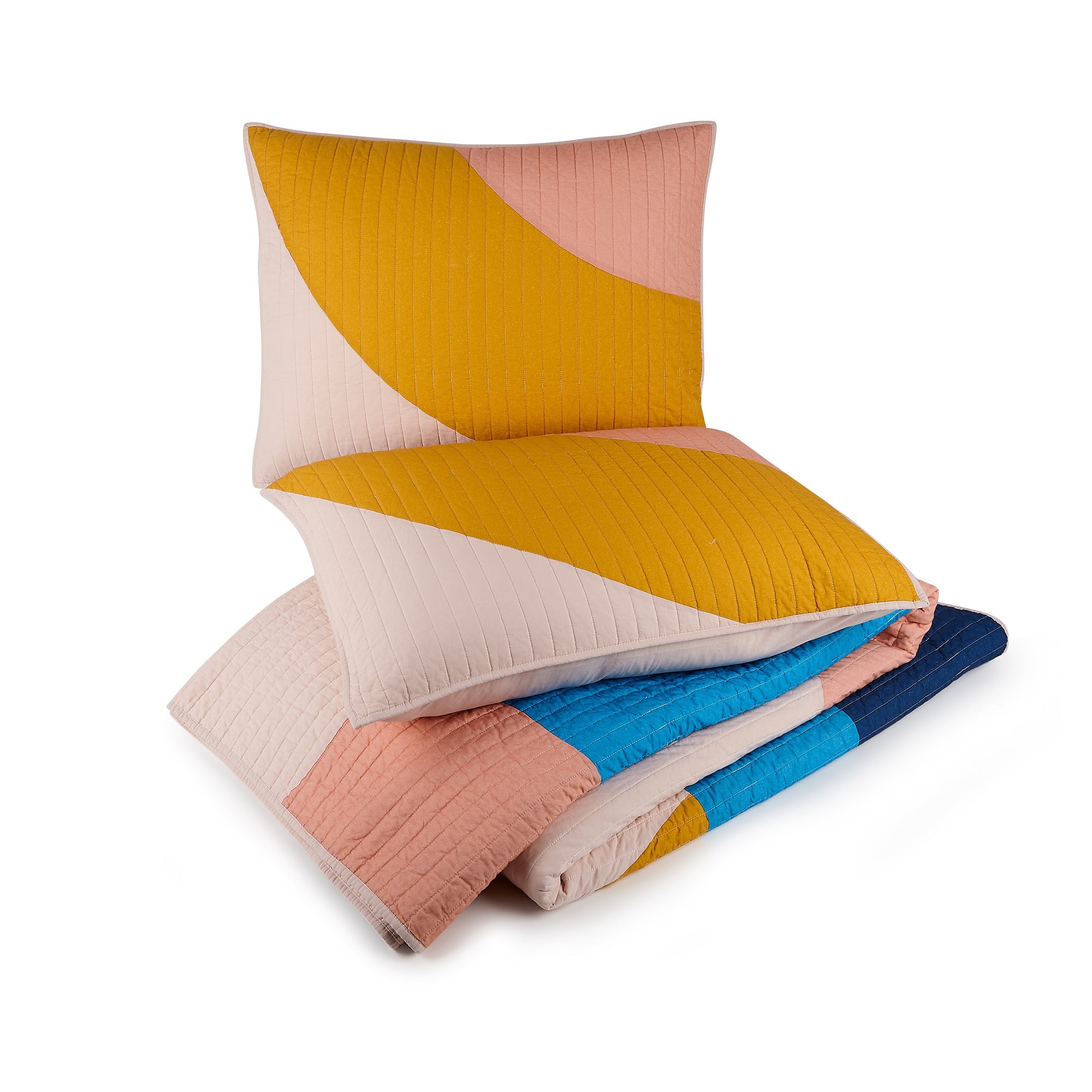 Makers Collective Modshapes Pink 2-Piece Quilt Set, Twin