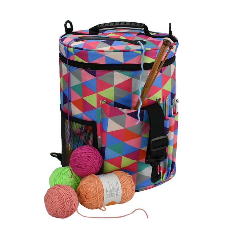 Small Yarn Storage Bag with Hand Strap Organizer Pockets Crochet Knitting  Bag Yarn Bags for Crochet Hooks Yarns Sewing Accessories Scrawl Line 