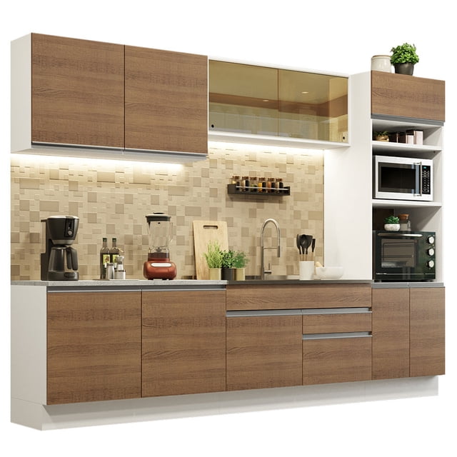 Cocina Integral 310cm Glamy Madesa 01 Blanco/Marrón