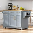 thumbnail image 5 of Harper & Bright Designs Kitchen Island with 2 Pull Out Cabinet Organizers & Drop Leaf, Rolling Kitchen Island with Trash Can Storage and Power Outlet for Dining Room, Grey+Blue, 5 of 20