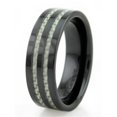 thumbnail image 1 of Black Ceramic Mens Ring with White Carbon Fiber Inlay - Size 10, 1 of 1