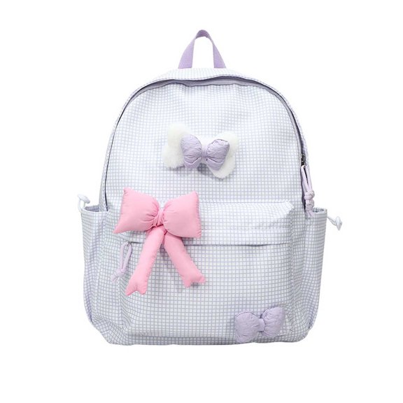 School Backpack Checkered 3D Bow Bookbags Primary School for Ages 3rd 4t 5t 6t 8t, Backpacks Daycare Bags Travel