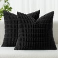 thumbnail image 1 of Funda de almohada decorativa de pana MIULEE, 60 x 60 cm, 2 unidades, color negro, 1 of 7