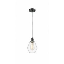 516-1P-BK-G652-6-Innovations Lighting-Cindyrella - 1 Light Cord Hung Mini Pendant In Industrial Style-10 Inches Tall and 6 Inches Wide-Matte Black