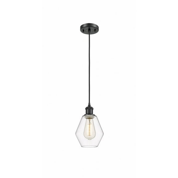 516-1P-BK-G652-6-Innovations Lighting-Cindyrella - 1 Light Cord Hung Mini Pendant In Industrial Style-10 Inches Tall and 6 Inches Wide-Matte Black