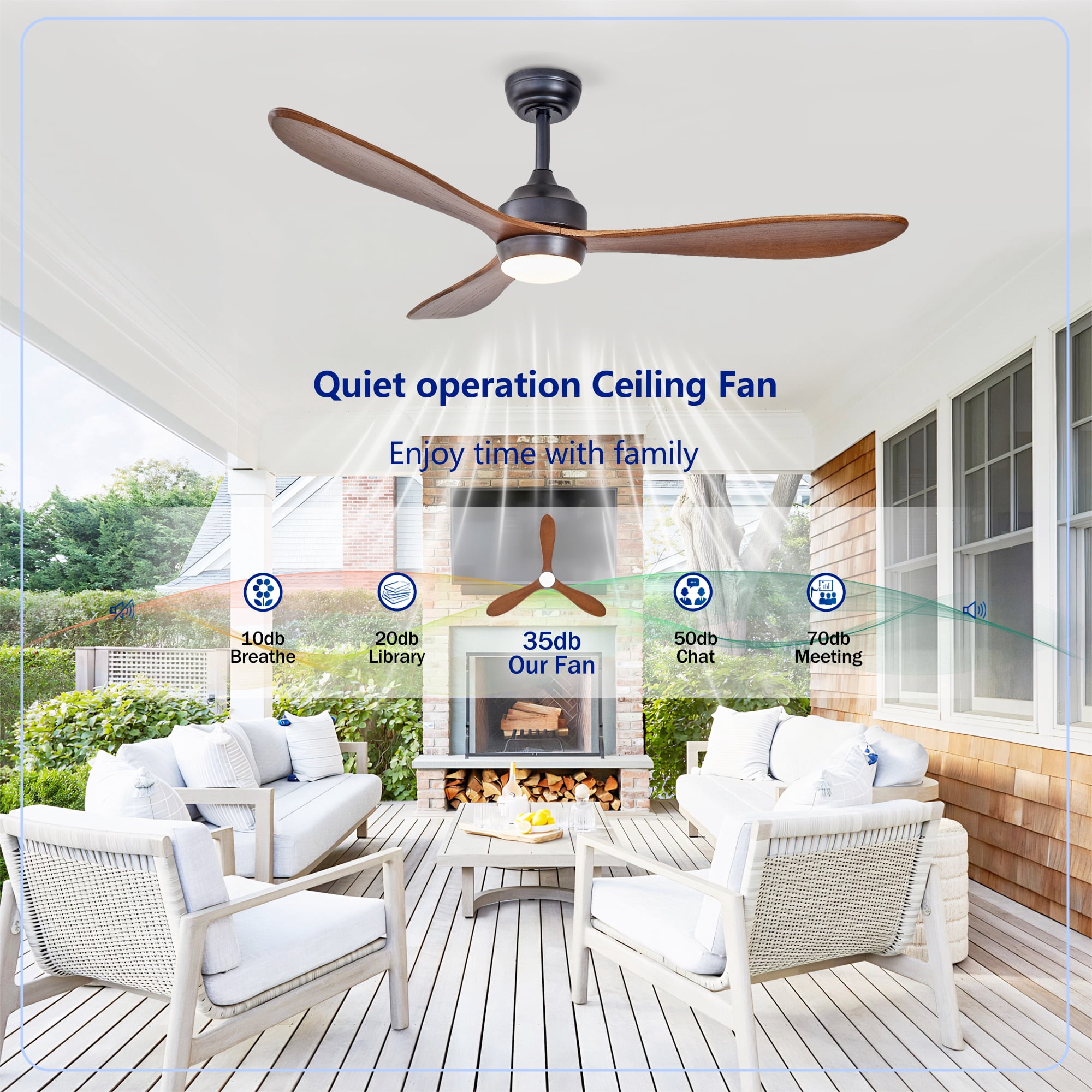 Leumius 52" Ceiling Fan with Lights and Remote Control, Quiet DC Motor Ceiling Fans 6 Speed Levels,Reversible Ceiling Fan for Patio Living Room Bedroom Black