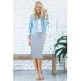 thumbnail image 3 of Wenseny Straight Skirt for Women Elastic Waist Side Split Fashion Casual Skirts Grey M, 3 of 4