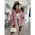 thumbnail image 2 of Women'S Oversized Cardigan Sweaters Fall Long Lantern Sleeve Knit Open Front Pink L, 2 of 4