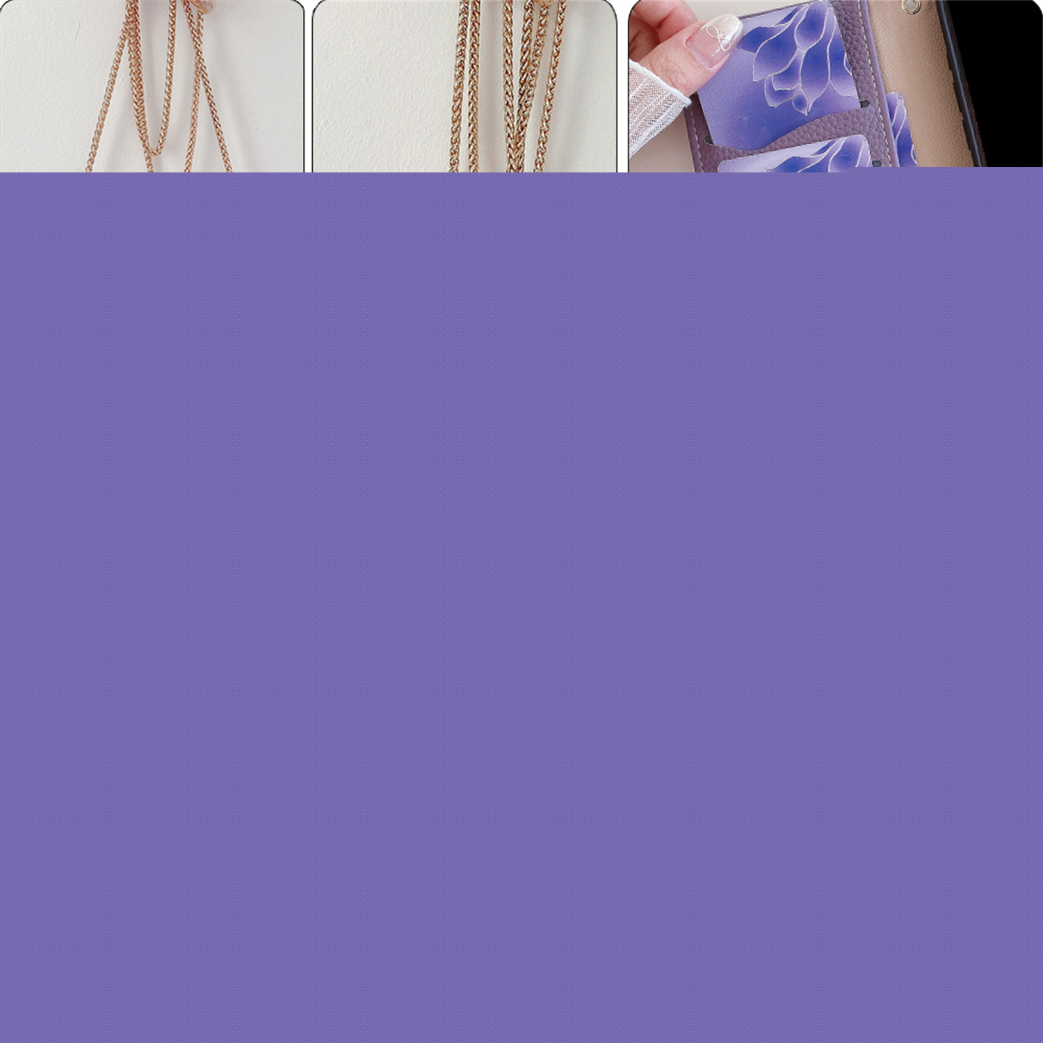 thumbnail image 2 of Allytechgroup Flip Wallet Phone Case for Moto G Power 5G 2024 with Credit Card Slot, Shoulder Strap PU Leather Zipper Wallet Phone Case Shockproof Full Body Cover for Women Girls, Purple, 2 of 8