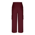 thumbnail image 4 of Jalioing Plus Size Athletic Pants Women's Drawstring Elastic Waist Cargo Pants Straight Leg Running Trousers, 4 of 6