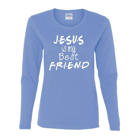TSC Jesus Is My Best Friend Ladies Long Sleeve T-shirt-Carolina Blue-xl