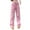Pink, variant on Ayolanni Womens Pants Plus Size Button Pink Cargo Wide Leg High Waist Solid Pants Girls Pants M